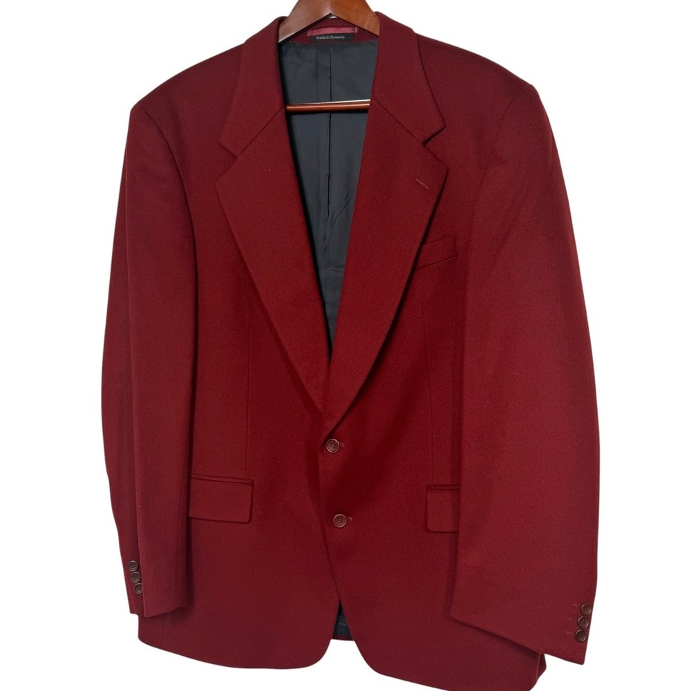 Ferrini Mens Cashmere Wool Blazer Sport Coat Burgundy Red 2 Button Jacket